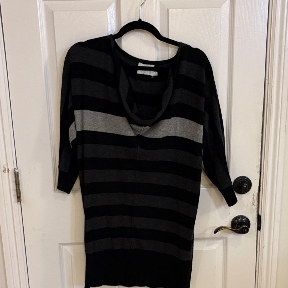 Michael Stars Black and Gray Women's Cowl Neck Sweater